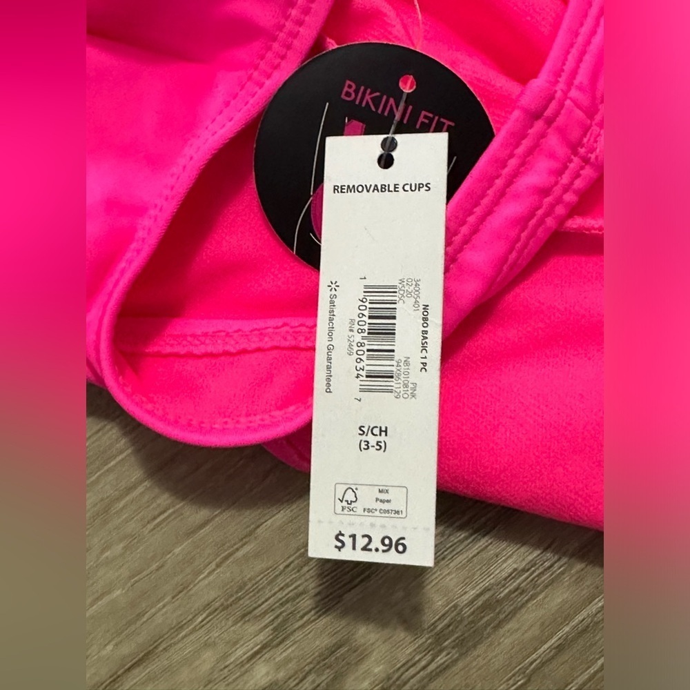 🌸 No Boundaries Junior's Classic One-Piece Swimsuit - Pink Sizzle (Size S, NWT) - Picture 11 of 12